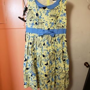 Yellow Peter Pan Collar Birdcage Dress